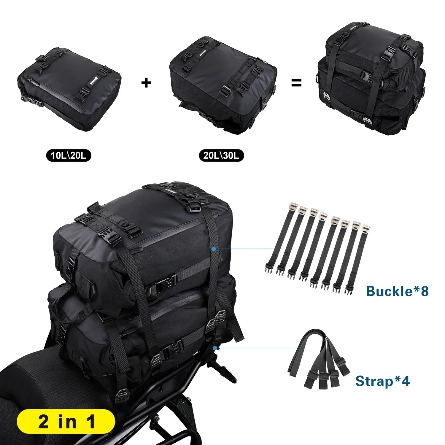 Rhinowalk 20L Motorcycle Saddle Bag Motopack Tail Bag for Outdoor Touring (MT21620)